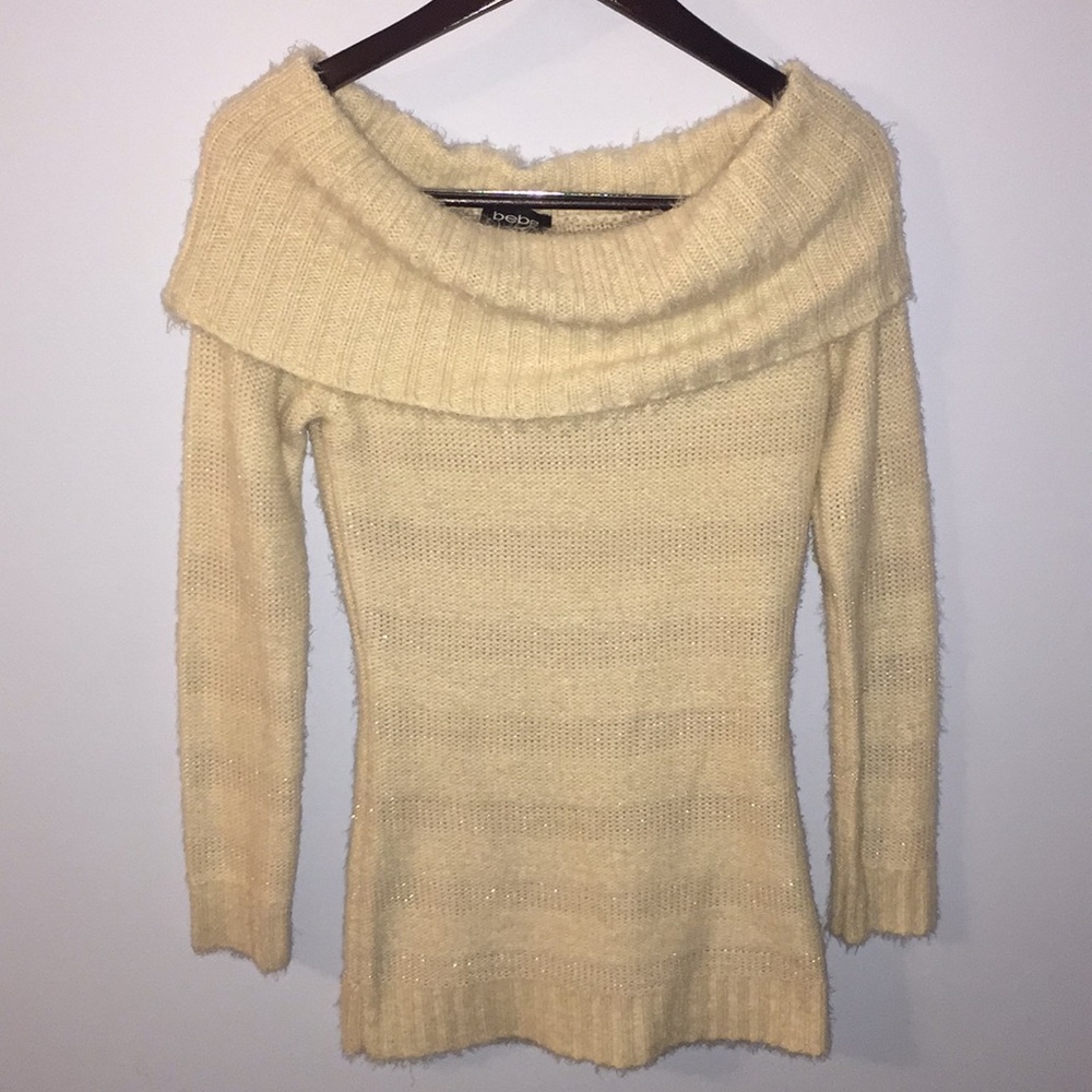 Bebe Off the Shoulder Long Sweater